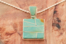 Calvin Begay Genuine Kingman Turquoise Sterling Silver Navajo Pendant